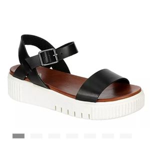 Mia Leanna Platform Black Leather Sandal